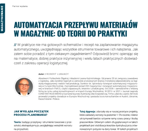 Automation of material flow in warehouses: from theory to practice